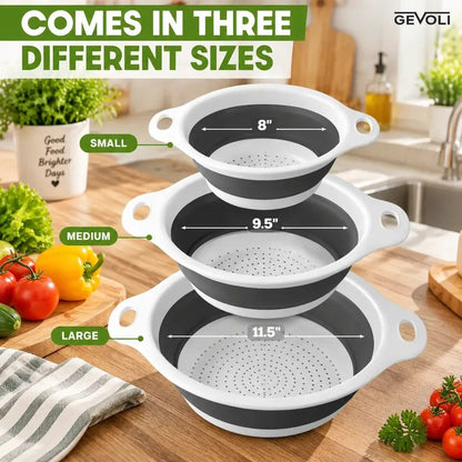 Harlwick™ 3-Pack Kitchen Strainer Set with Self-Drain Base