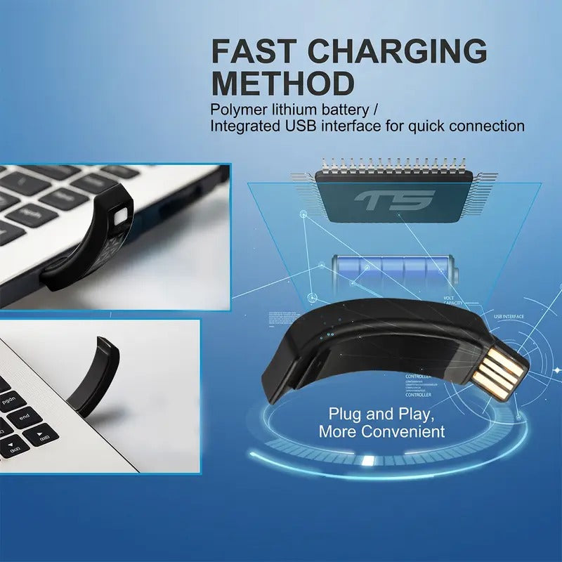 Fitness tracker with integrated USB charging connector