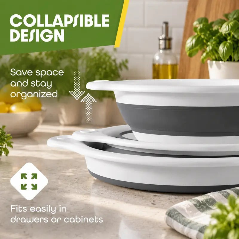 Harlwick™ 3-Pack Kitchen Strainer Set with Self-Drain Base