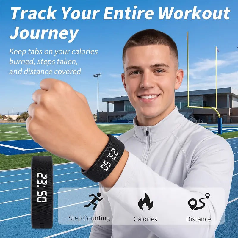 Fitness tracker used outdoors for steps calories and distance