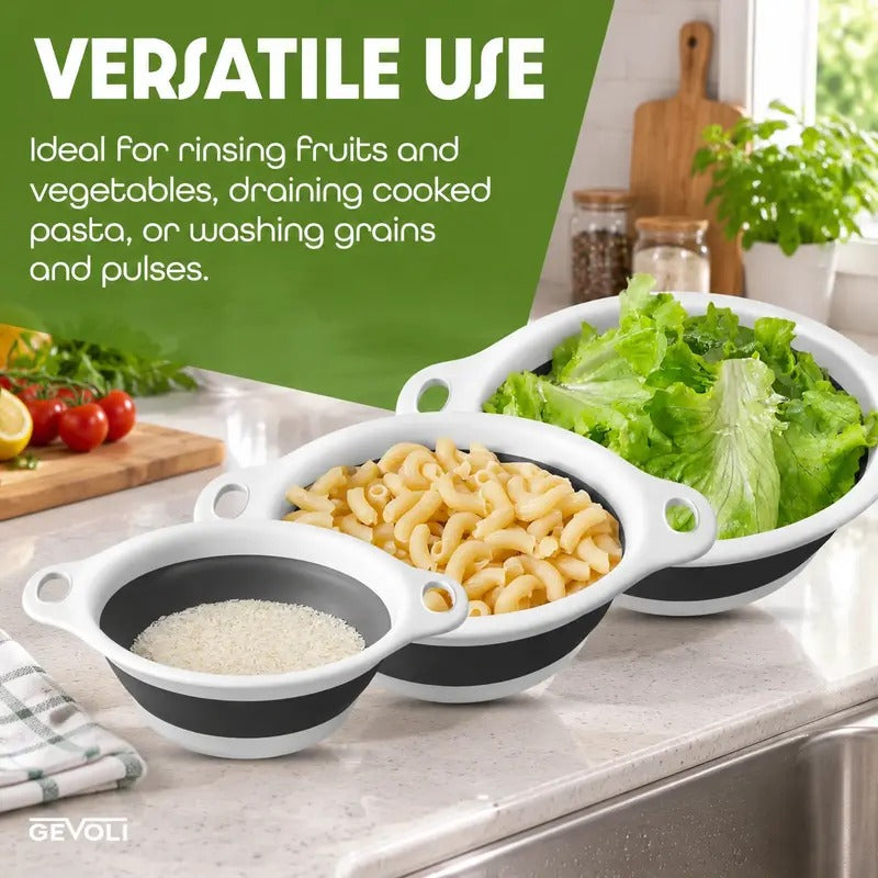 Harlwick™ 3-Pack Kitchen Strainer Set with Self-Drain Base